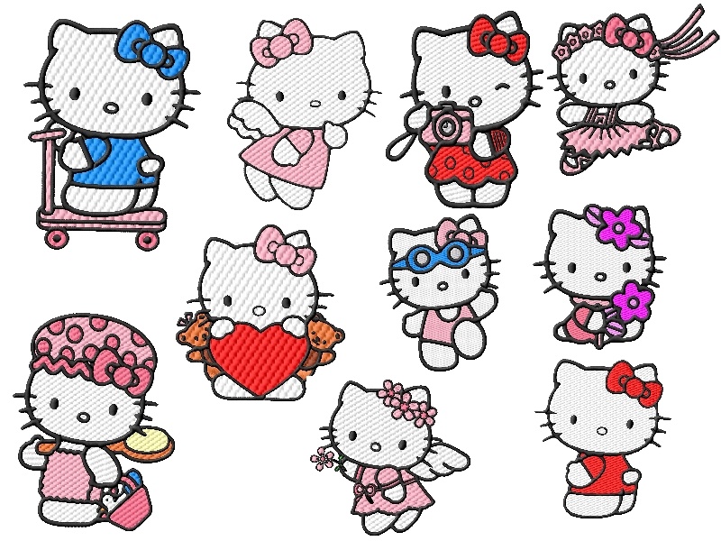 Hello Kitty Embroidery Designs Set