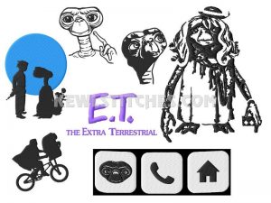 E.T. The Extra Terrestrial Embroidery Designs Set