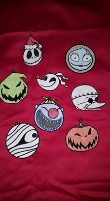 nightmare FSL ornaments stitched out