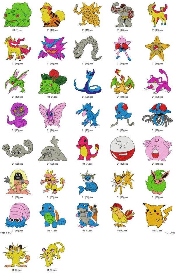 Pokemon Embroidery Designs Set