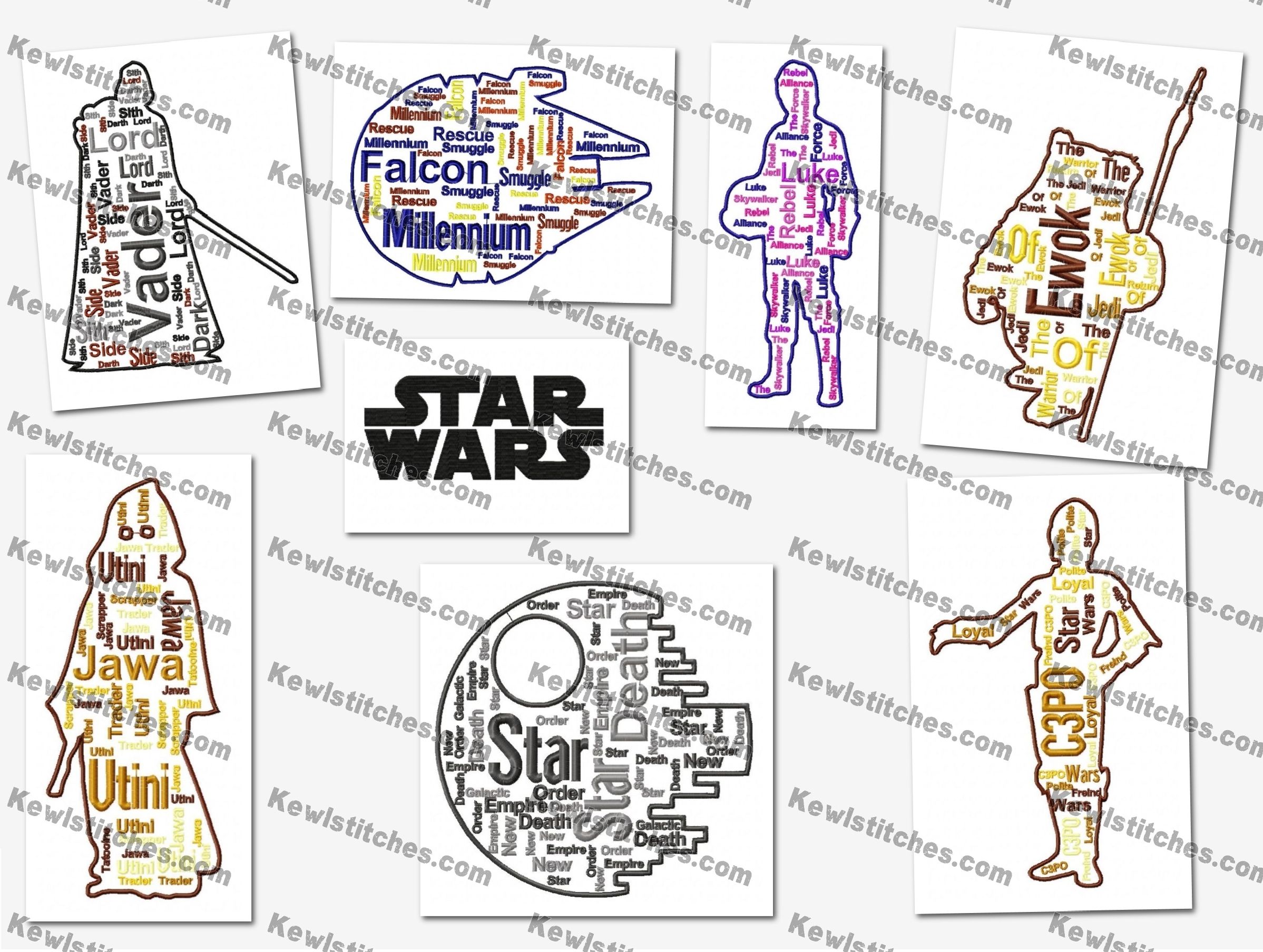 star wars cloud text art embroidery designs