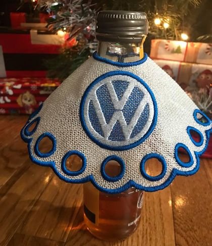 Volkswagen FSL Lamp Shade Embroidery Design stitched on bottle
