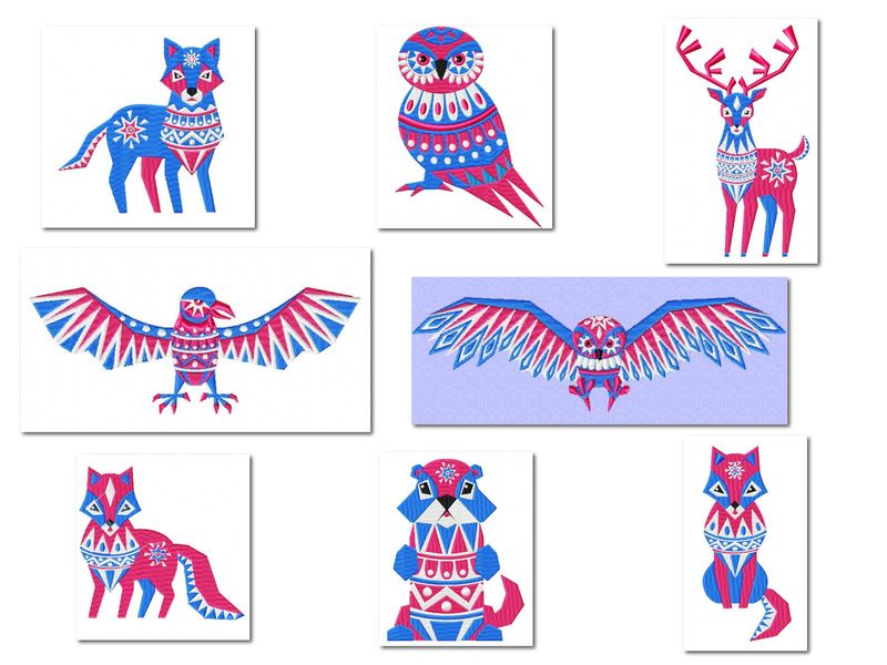 Arctic Tribal Creatures Embroidery Designs