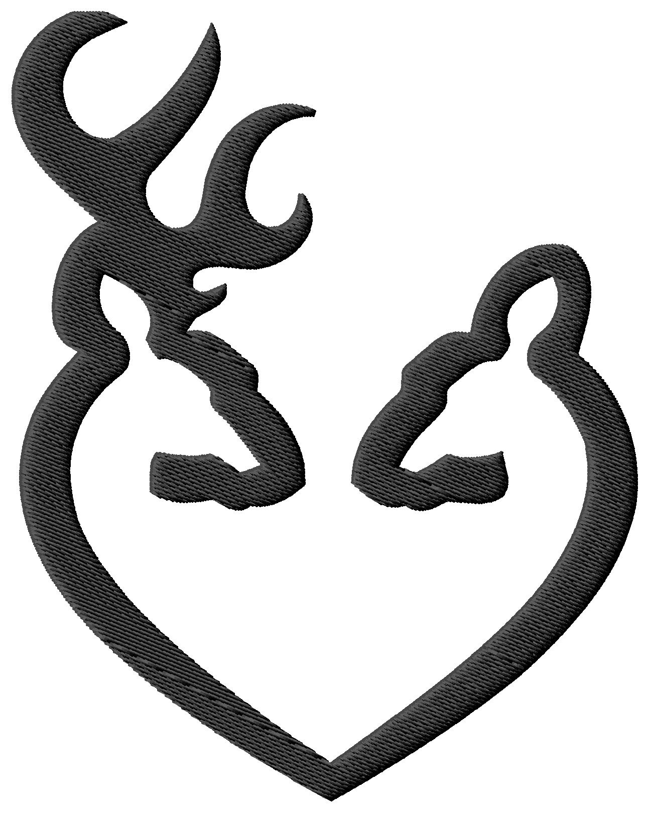 Browning Heart Doe Buck Embroidery Design