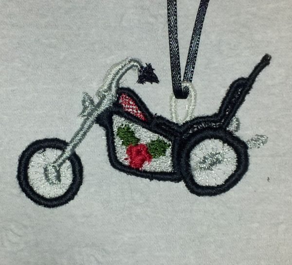 FSL Harley Motorcycle Christmas Ornament Embroidery Design