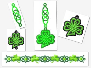 FSL Lace Celtic Pendant/ Earing/ Bracelet St. Pat Embroidery Set