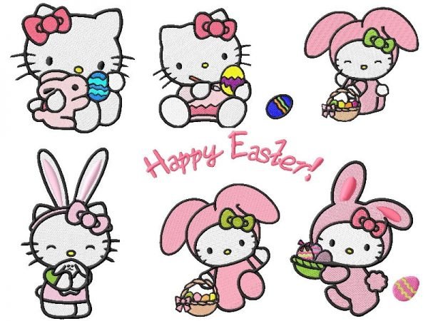 Hello Kitty Easter Embroidery Designs
