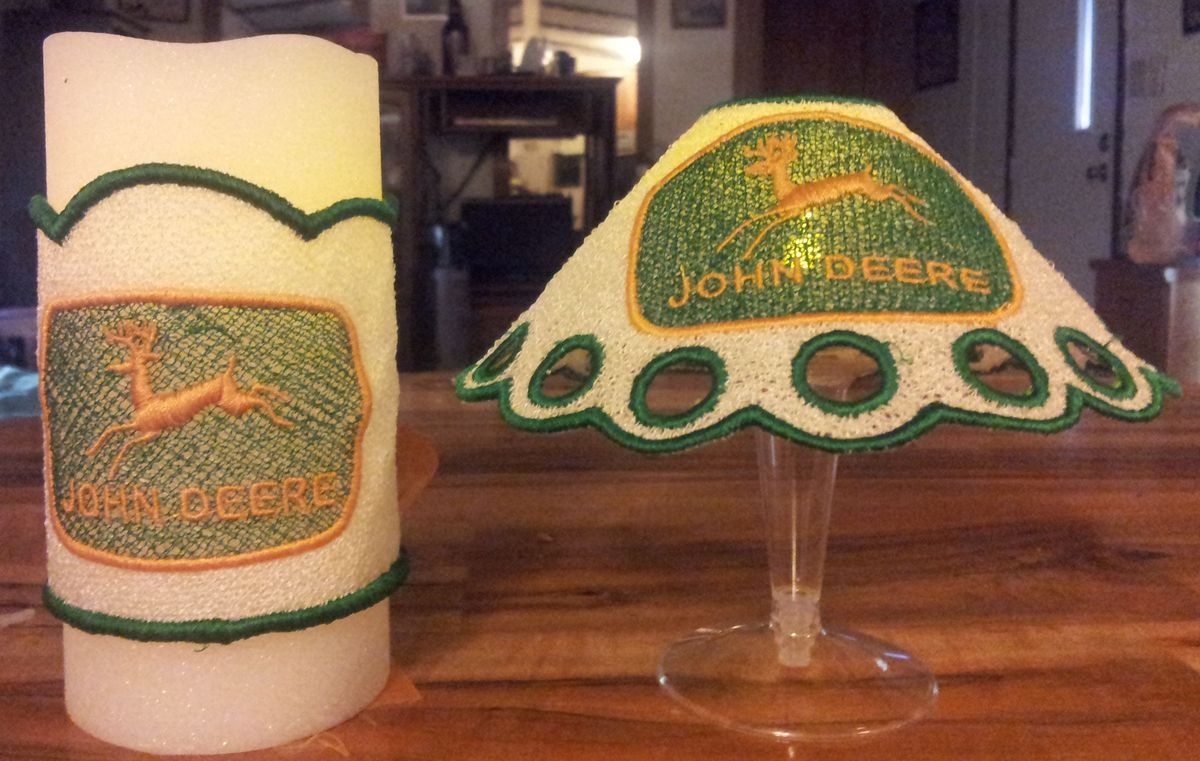 John Deere FSL Wine Glass lamp Shade and Candle Wrap Set