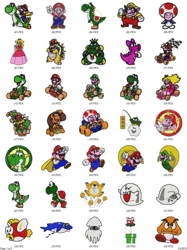Super Mario Bros./Donkey Kong Embroidery Designs Set