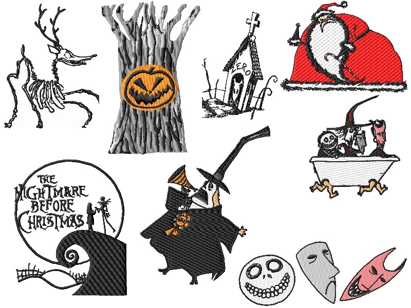 Nightmare Before Christmas Embroidery Designs Set 3 (2szs!)