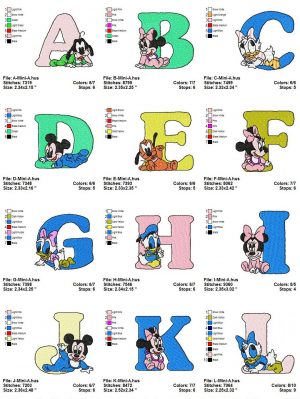 Disney Baby A-B-C Letters Embroidery Designs