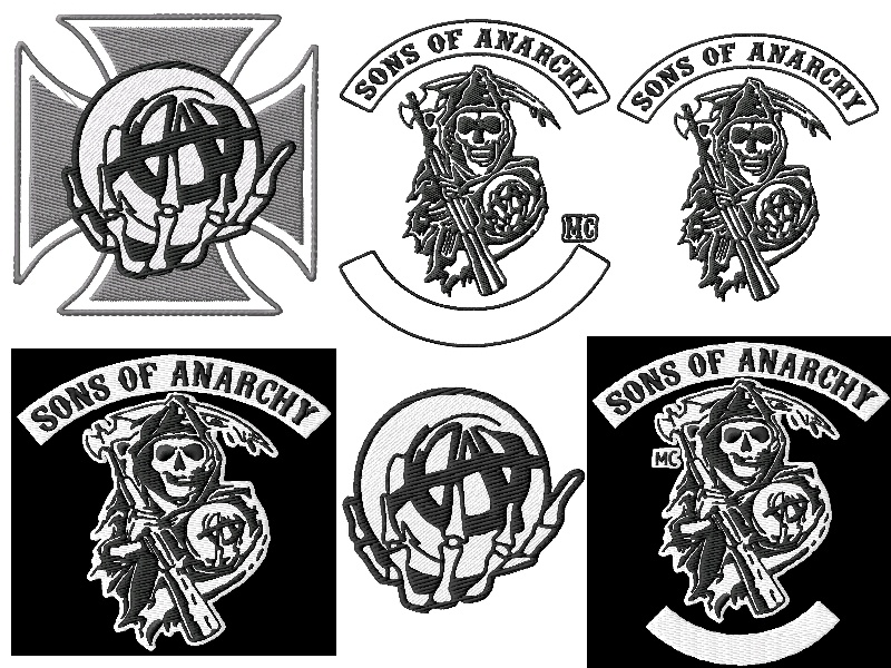 NASTROVJE Bufanda de Sons of Anarchy Reaper Logo con Flecos 158x21cm Bosque de Elba en Blanco y Negro