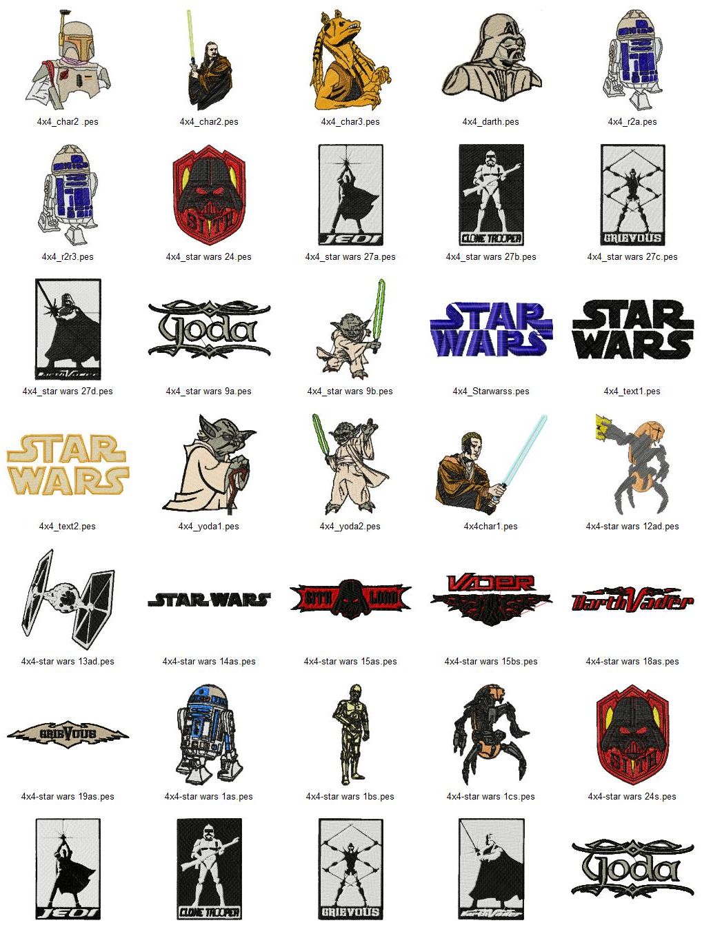 Star Wars Embroidery Designs Set (2 sizes!)