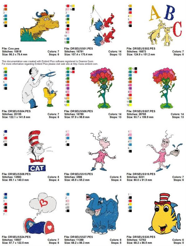 1 Dr Suess Embroidery Designs Cat in The Hat