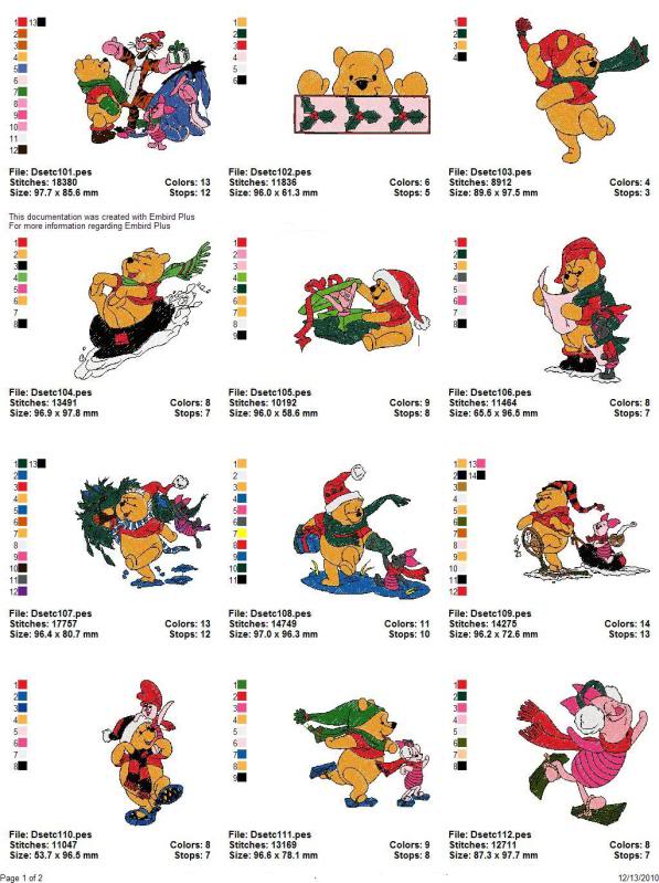 1 Winnie The Pooh Christmas Embroidery Designs