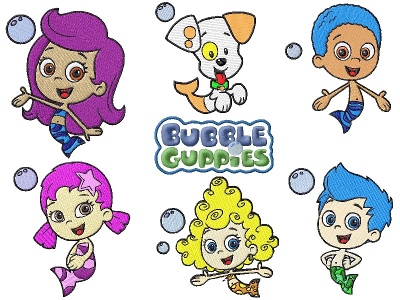 Bubble Guppies Embroidery Designs. 
