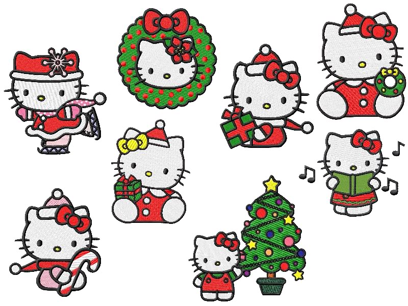 Hello Kitty Christmas Embroidery Designs