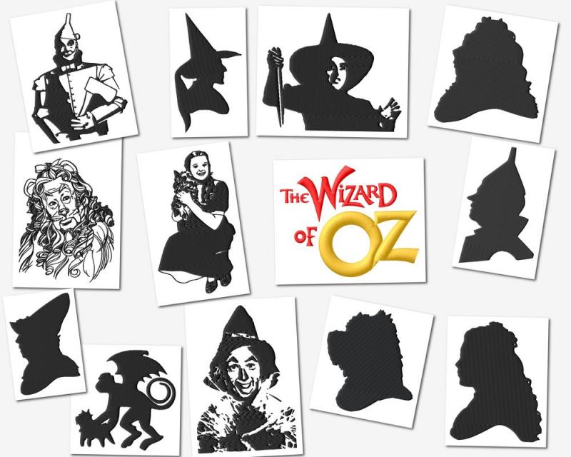 The Wizard Of Oz Black Art Embroidery Designs Set