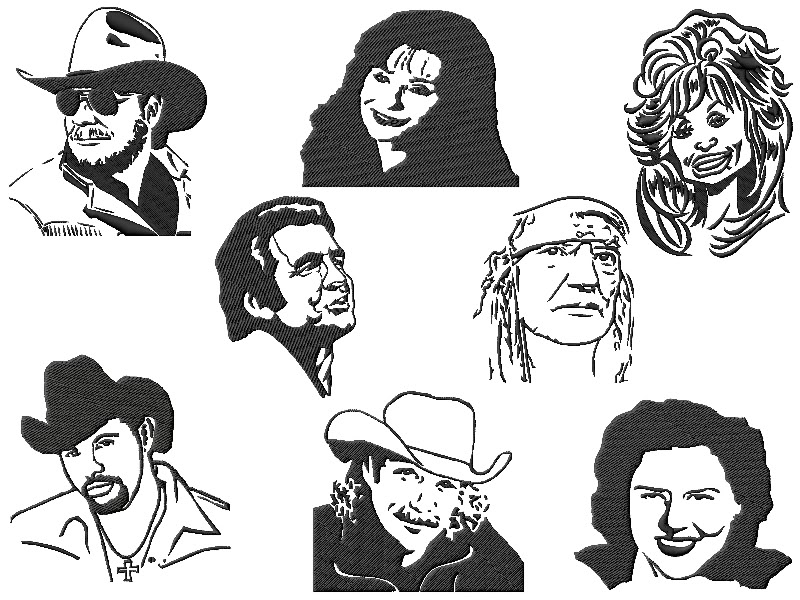 Famous People Country Music Star Embroidery Designs2