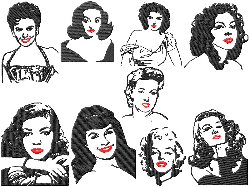 Famous People Famous Pinup Girls Embroidery Designs1