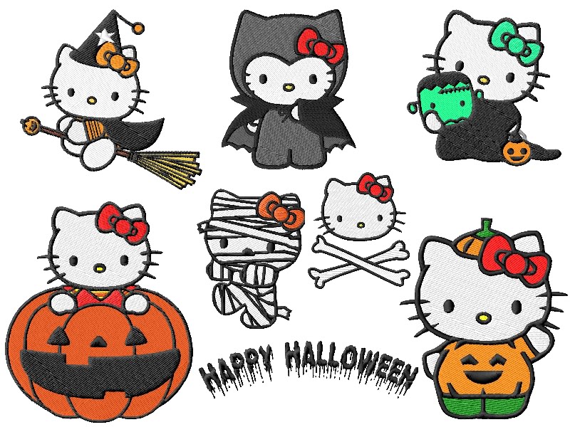 Hello Kitty Halloween Embroidery Designs