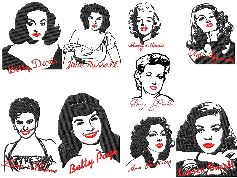 Famous People Famous Pinup Girls Embroidery Designs2