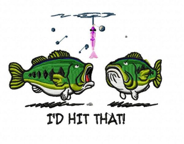 Funny Bass Fishing Embroidery Design