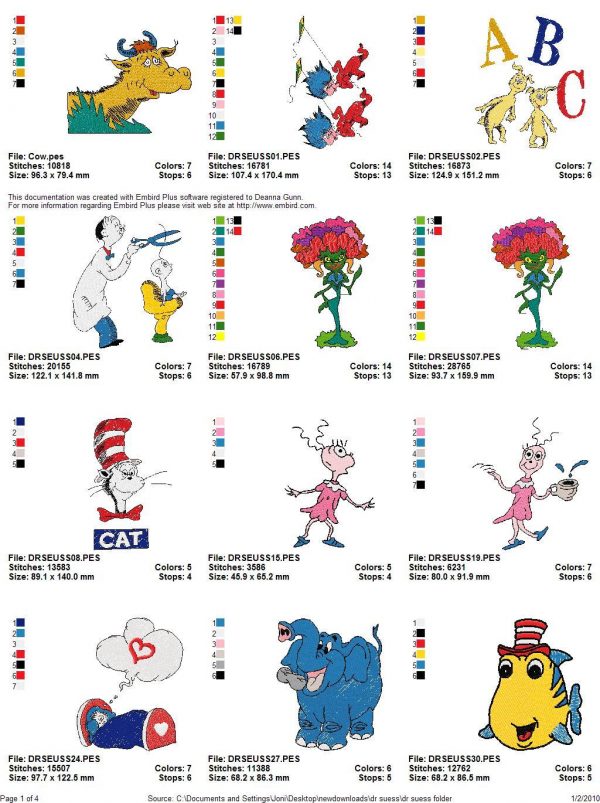 Dr Suess Embroidery Designs Cat in The Hat