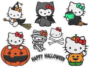 Hello Kitty Halloween Embroidery Designs