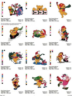 Winnie The Pooh Christmas Embroidery Designs