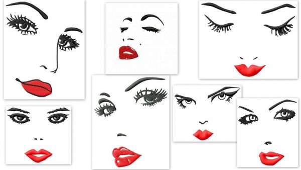 Sexy Faces Embroidery Designs Set 2