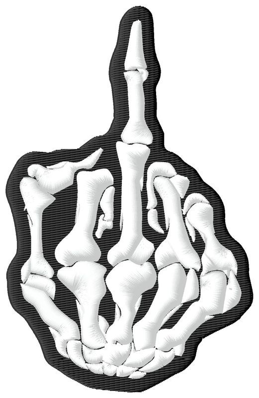 Skeleton Finger Biker Embroidery Design