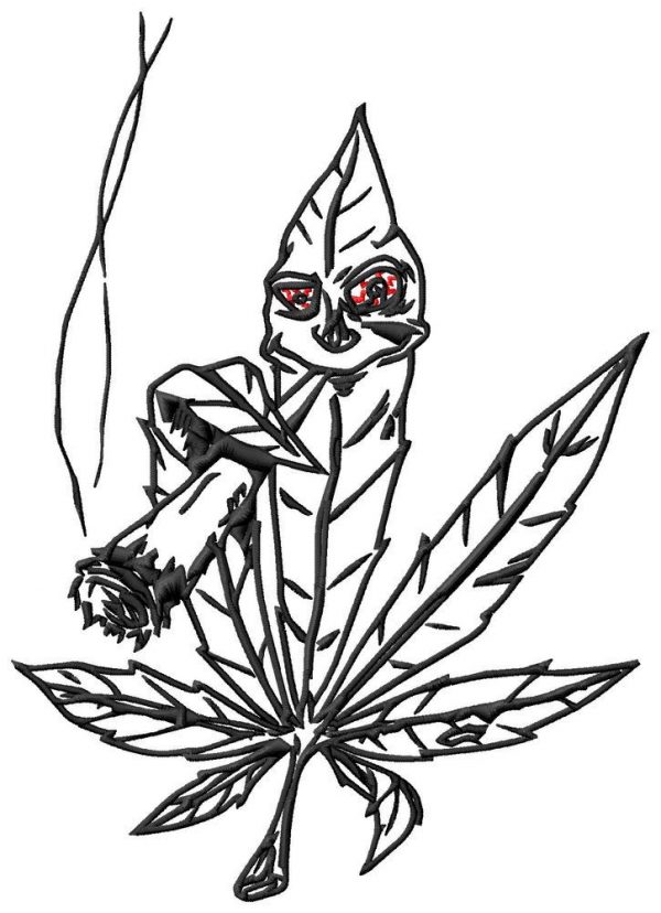 Funny Marijuana Pot Leaf Embroidery Design