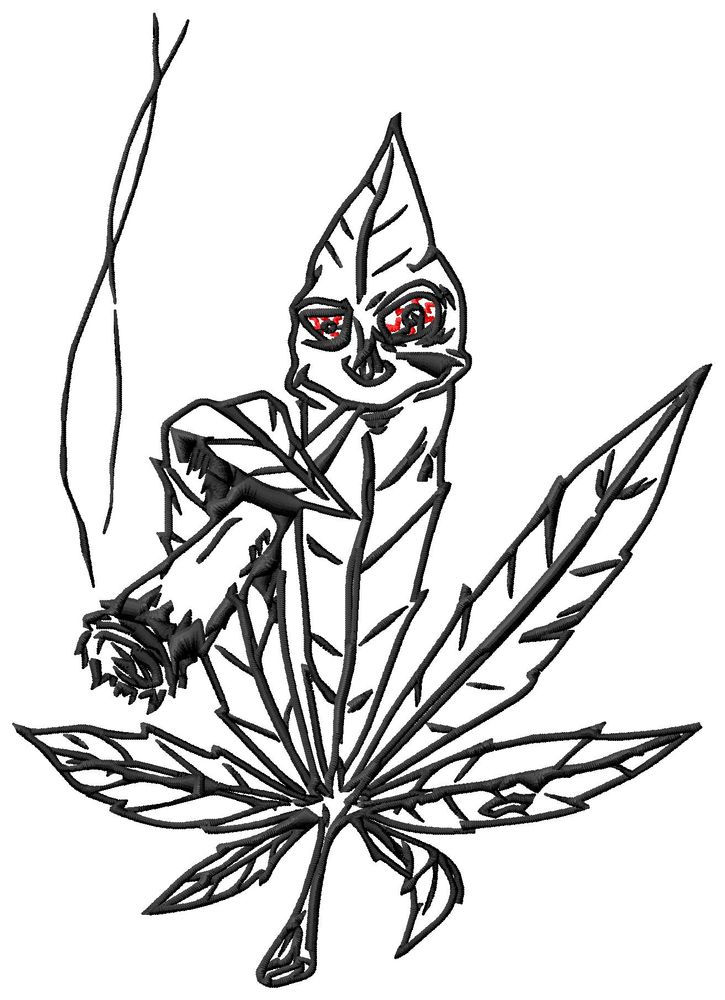 A digital design download for embroidery machines Fist in Front of weed leaf