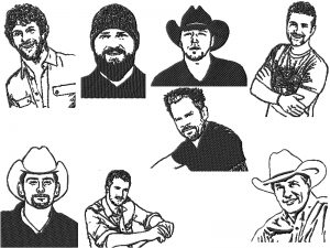 Country Music Stars Hunks Embroidery Designs