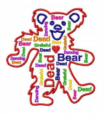 Grateful Dead Dancing Bear Text Embroidery Design