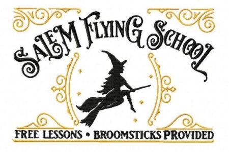 Salem Flying School Halloween Embroidery Design