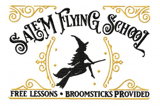 Salem Flying School Halloween Embroidery Design