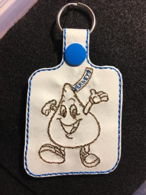 Hershey's Kiss Key Fob Embroidery Design Stitched
