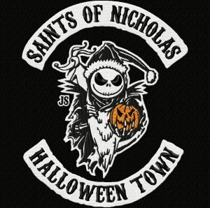 Nightmare Before Christmas Biker Patch Style Embroidery Design