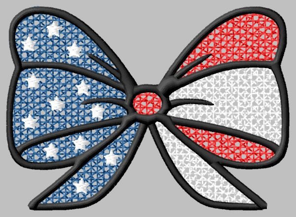 cutout patriotic bow embroidery designs