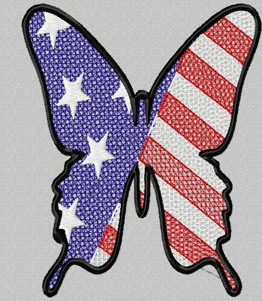 cutout patriotic butterfly embroidery design