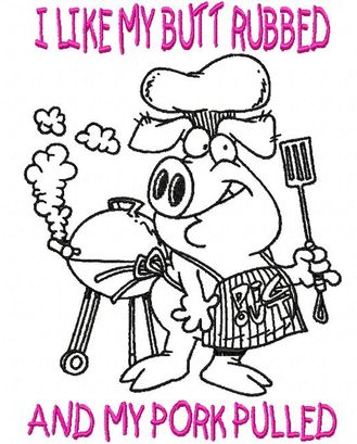 Funny Pork Butt BBQ Embroidery Design