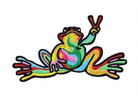 rainbow frog embroidery design