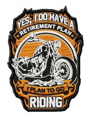 Retirement Motorcycle Patch Embroidery Design