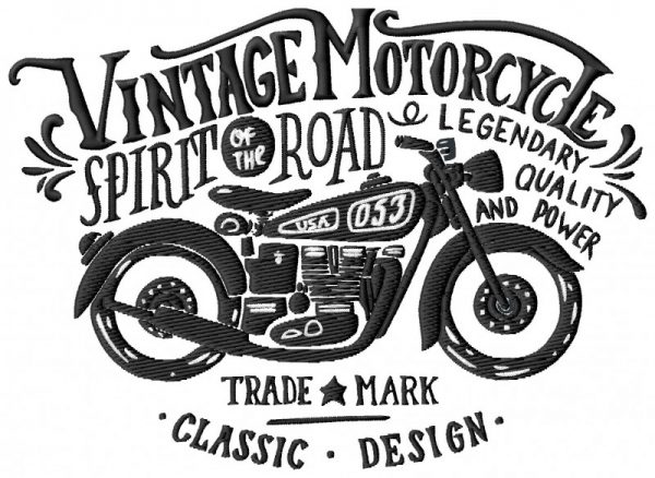 Vintage Biker Embroidery Design