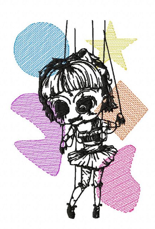 Zombie Doll Puppet Embroidery Design
