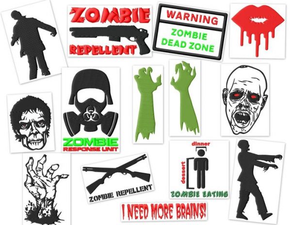 Zombie Embroidery Designs Set (2 sizes!!)